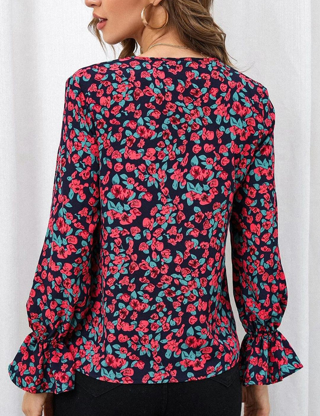 Kotty Floral Print Bell Sleeve Top