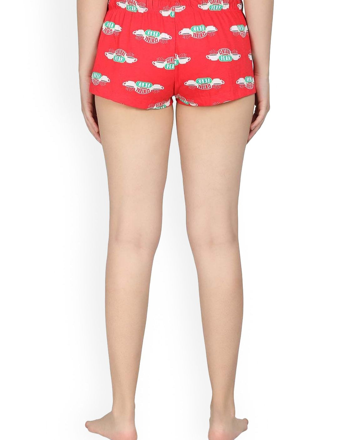 Kotty Women Red & Off-White Printed Lounge Shorts