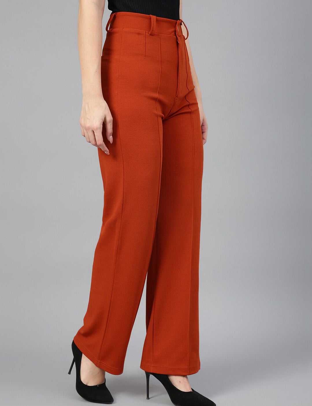 KOTTY BIZwear Women Relaxed Straight Leg Straight Fit High-Rise Easy Wash Trousers