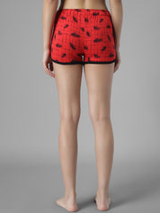 Kotty Women Red & Black Printed Night Suit