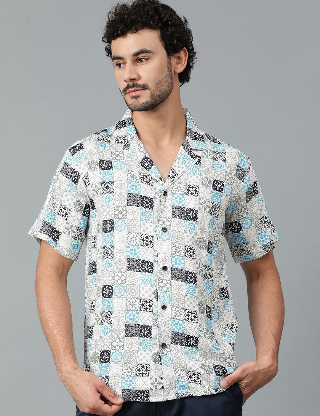 Kotty Men Cuban Collar Ethnic Motifs Printed Casual Shirt