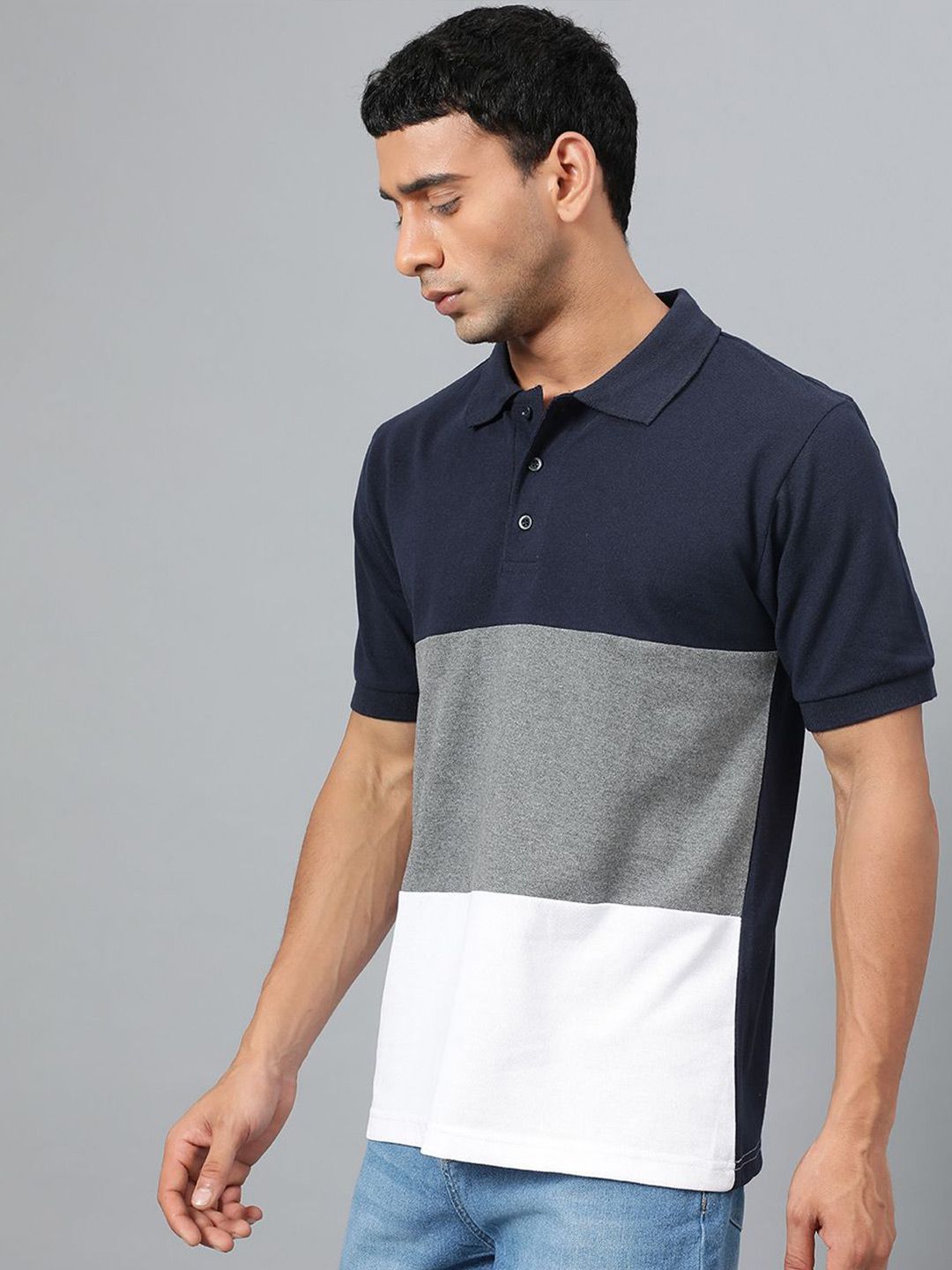 Kotty Men Colourblocked Polo Collar T-shirt