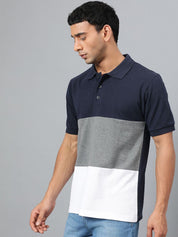 Kotty Men Colourblocked Polo Collar T-shirt