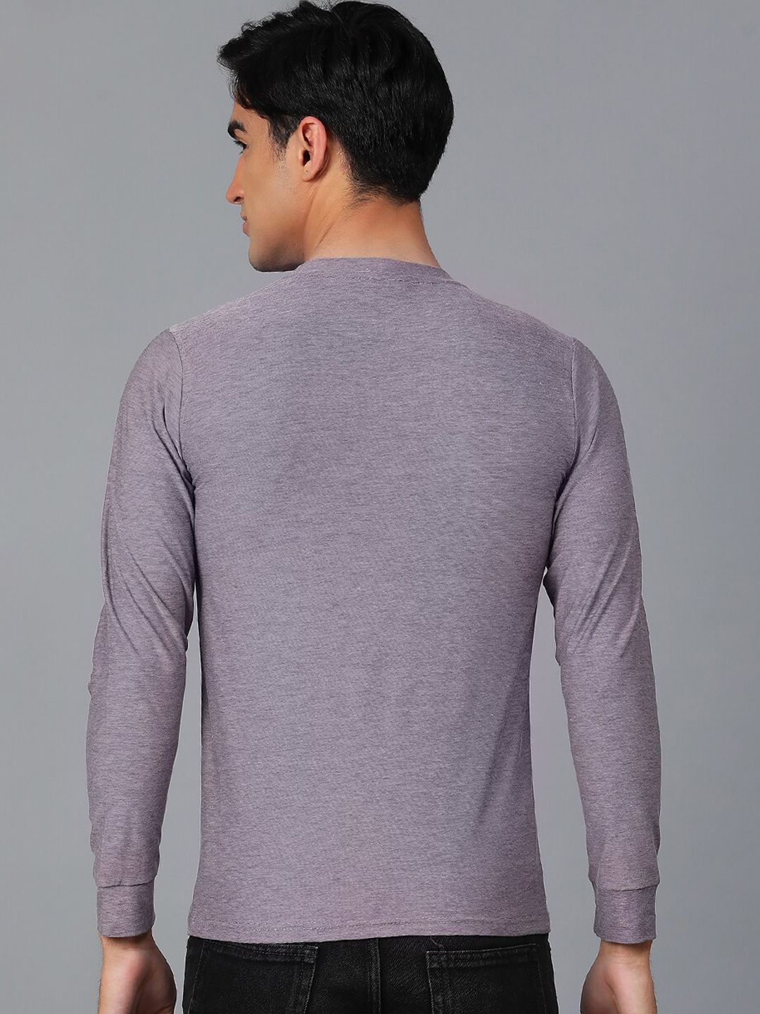 Kotty Purple Round Neck Long Sleeves Slim Fit T-shirt