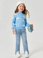 Kotty Girls Jean Straight Fit Heavy Fade Stretchable Jeans