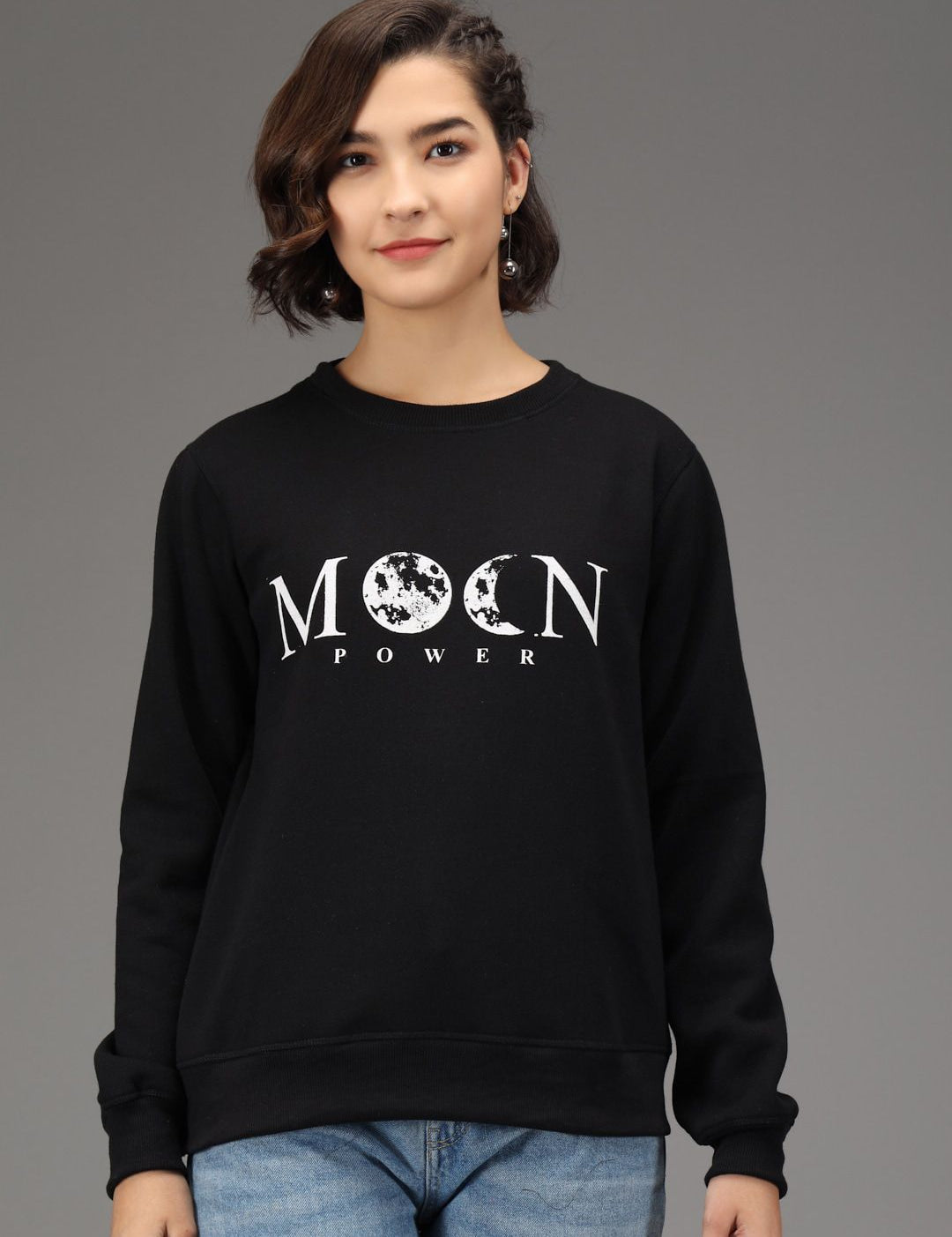 Kotty Women Black Typography Printed Pullover Sweatshirt