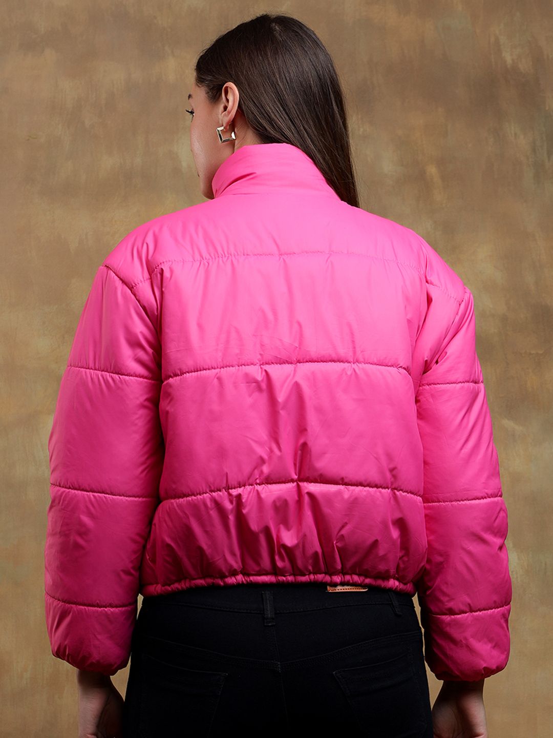 Kotty Women Mock Collar Solid Casual Insulator Puffer Jacket