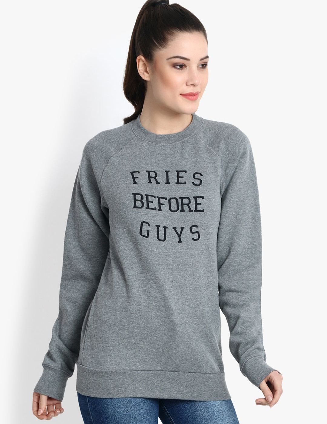Kotty Women Grey Printed Sweatshirt