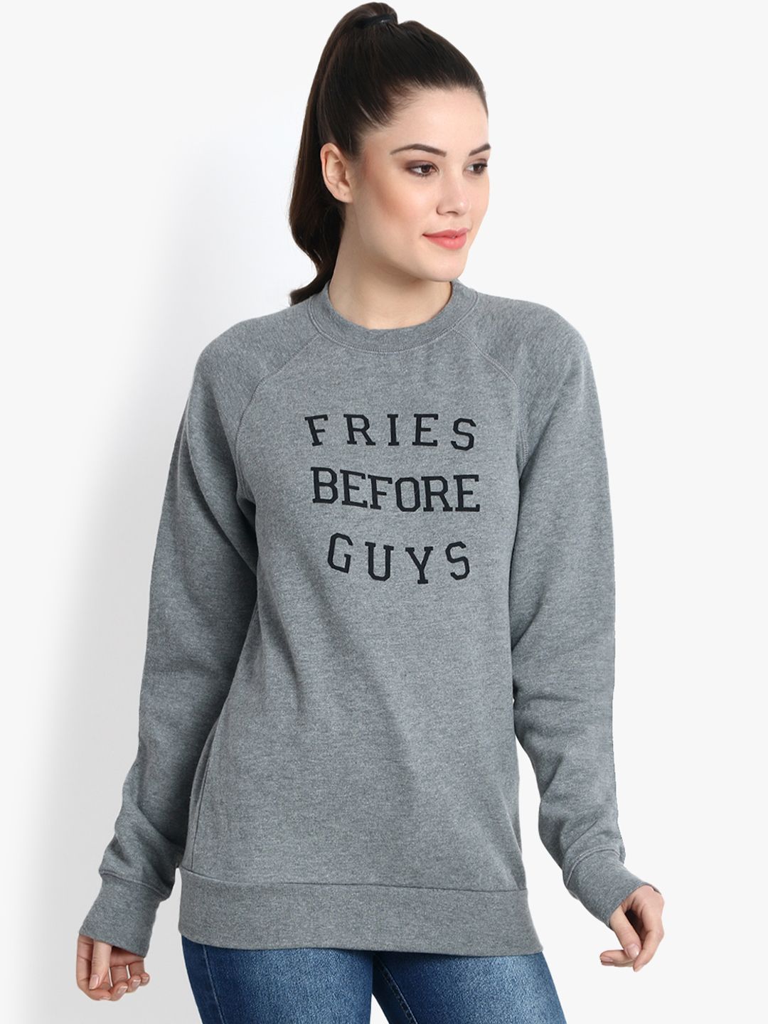 Kotty Women Grey Printed Sweatshirt