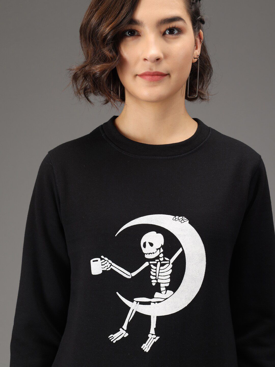 Kotty Women Black Printed Sweatshirt