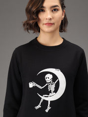 Kotty Women Black Printed Sweatshirt