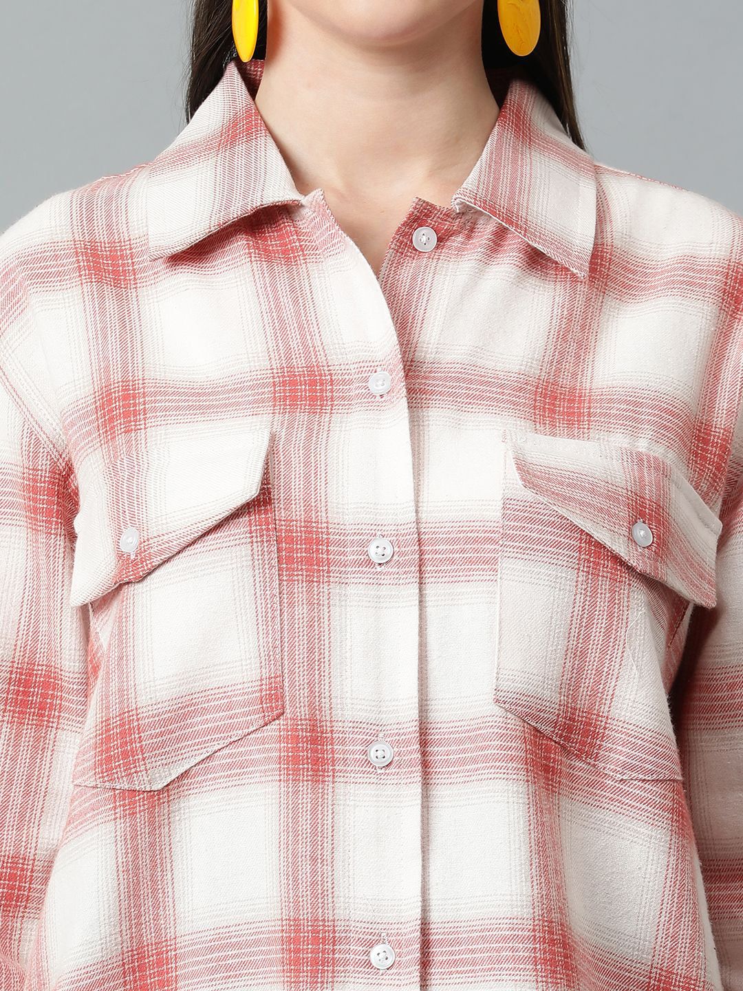 Kotty Tartan Checks Spread Collar Casual Shirt