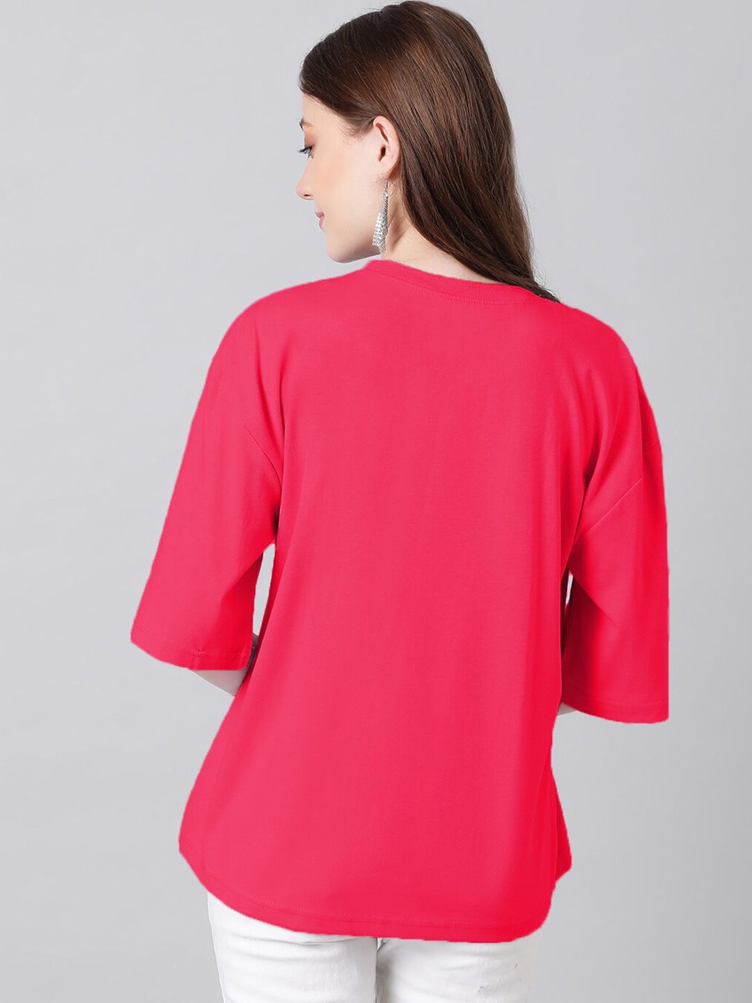 KOTTY Basics Graphic Printed Drop-Shoulder Sleeves Oversized T-shirt