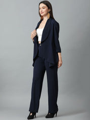 Kotty Navy Blue Shawl Neck Blazer & Trousers