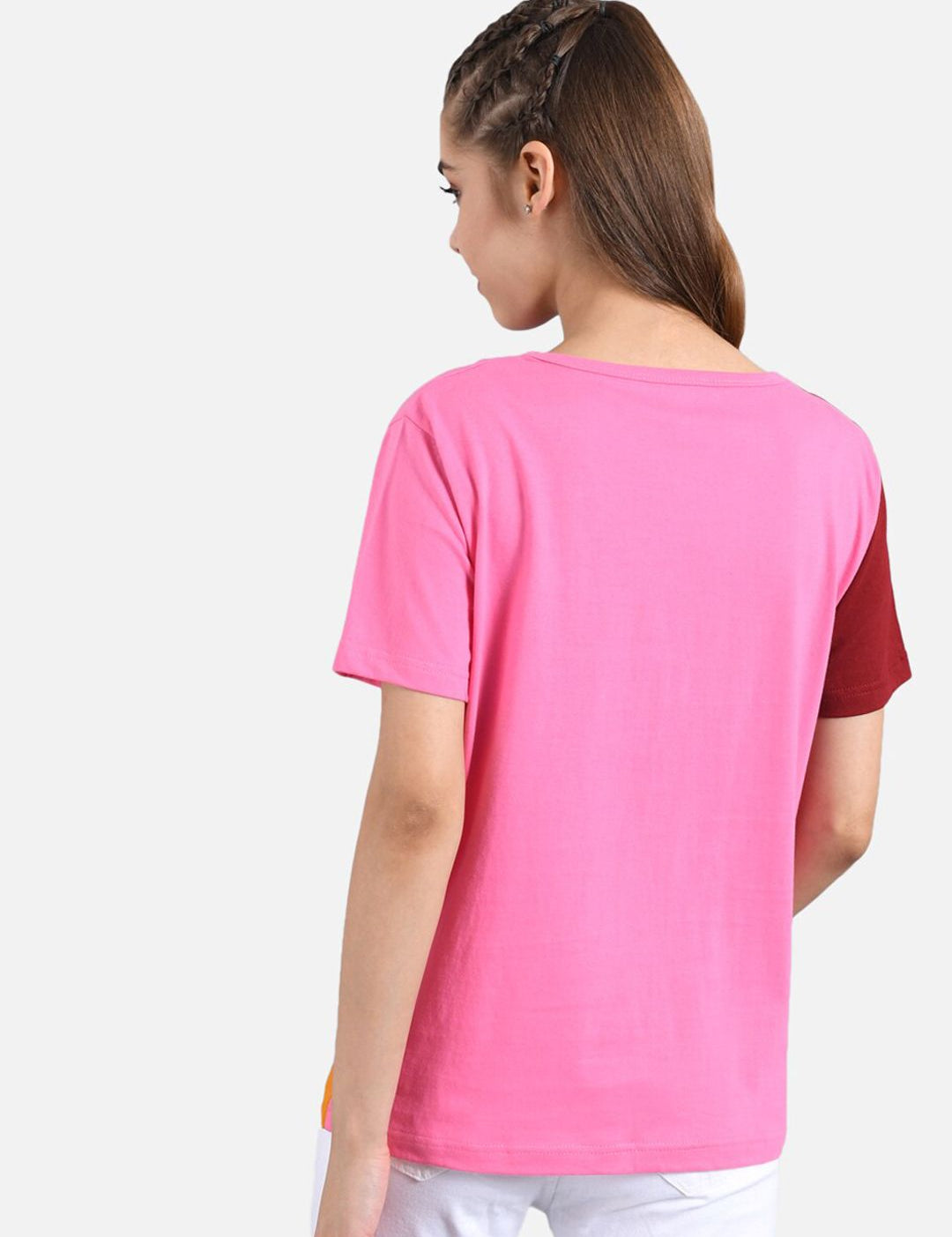 Kotty Women Pack of 2 Colourblocked Round Neck Pure Cotton T-shirts