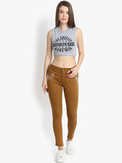 Kotty Women Brown Skinny Fit High-Rise Clean Look Jeans