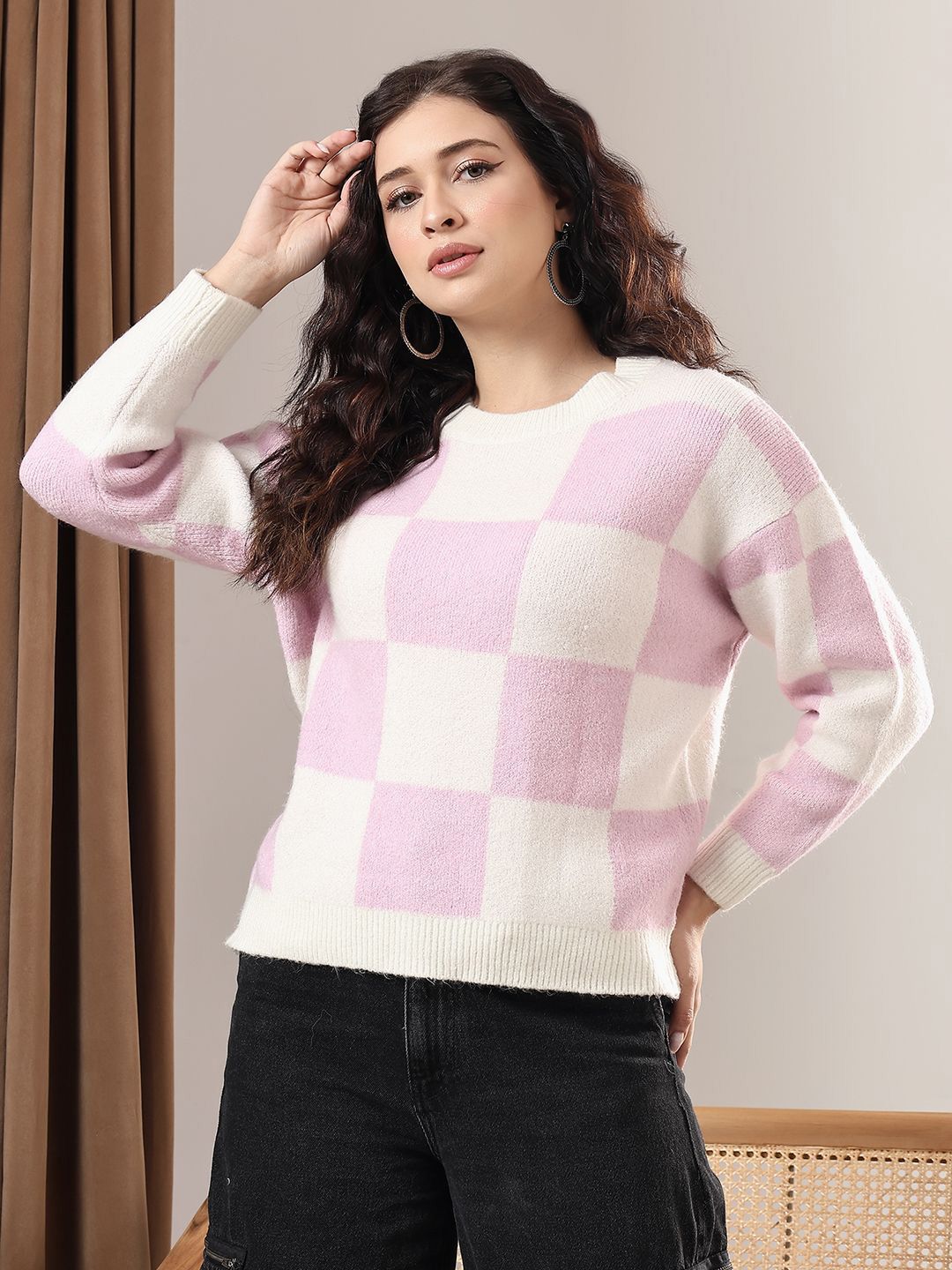 Kotty Women Checked Printed  Pullover
