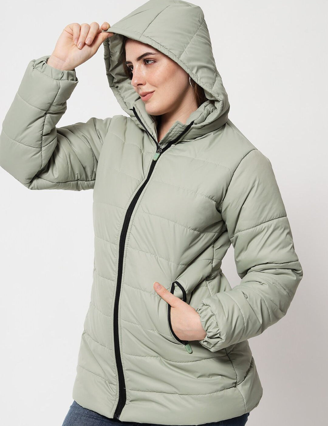 Kotty Women Green Longline Padded Jacket