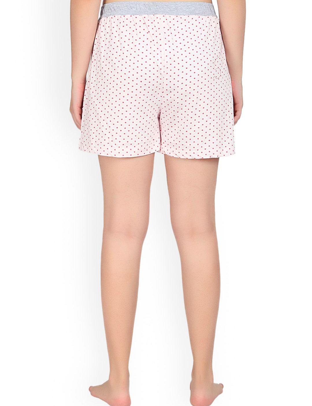 Kotty Women Cream-Coloured & Pink Printed Lounge Shorts KTTSLEEPSHORTS220