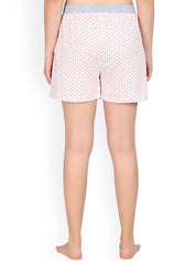 Kotty Women Cream-Coloured & Pink Printed Lounge Shorts KTTSLEEPSHORTS220