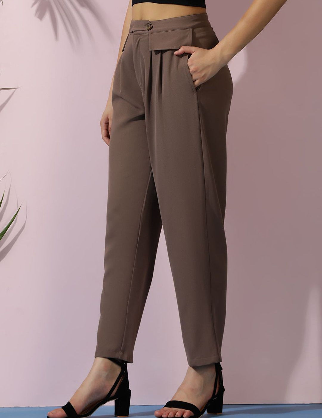 Kotty Women Relaxed High-Rise Easy Wash Pleated Trousers