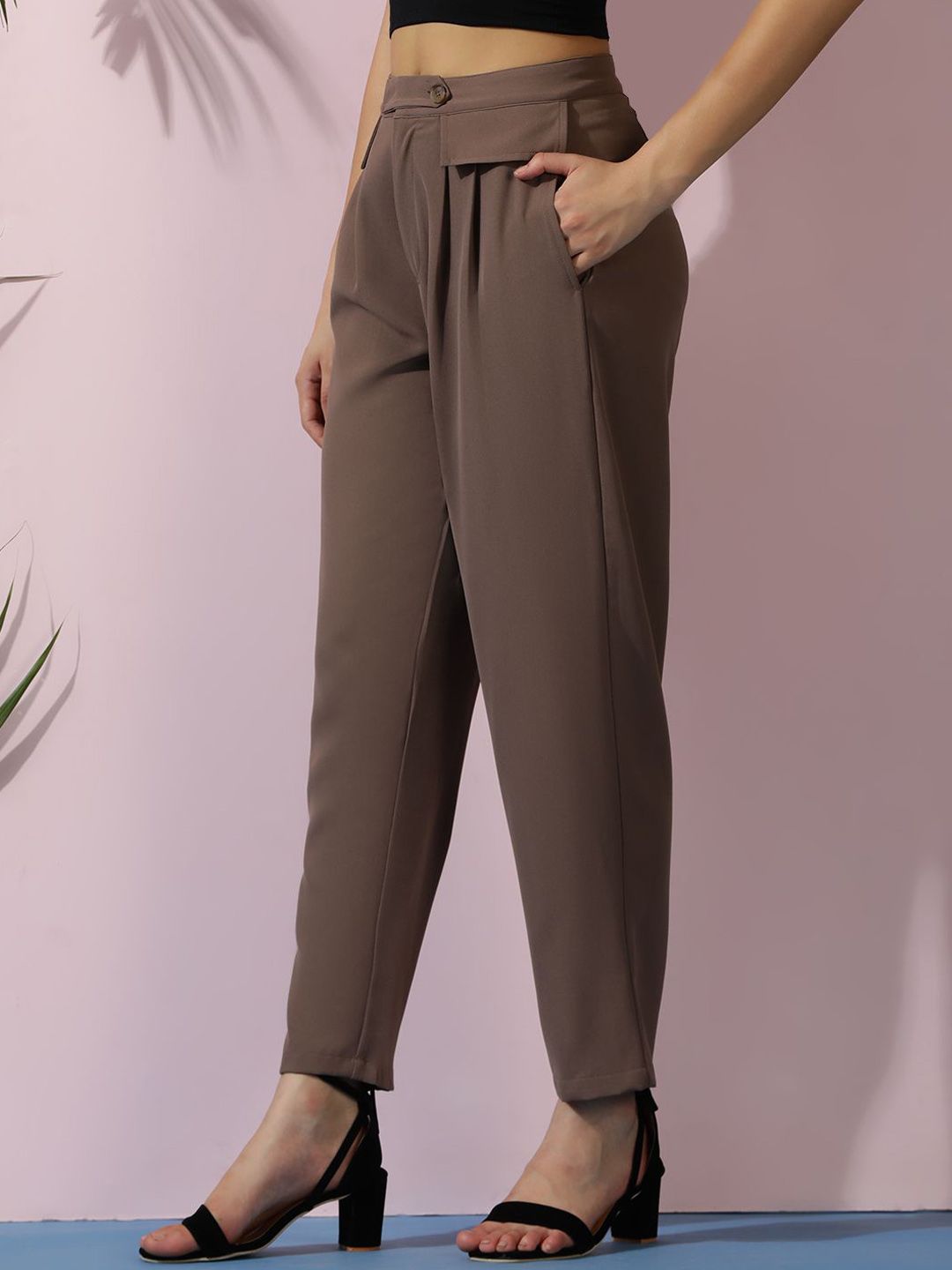 Kotty Women Relaxed High-Rise Easy Wash Pleated Trousers