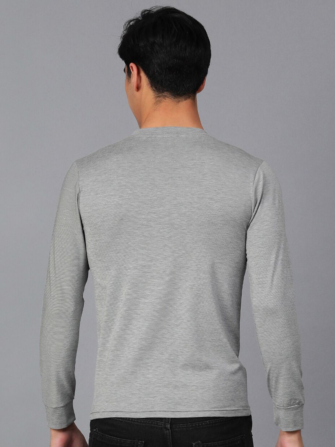 Kotty Grey Round Neck Long Sleeves Regular T-shirt