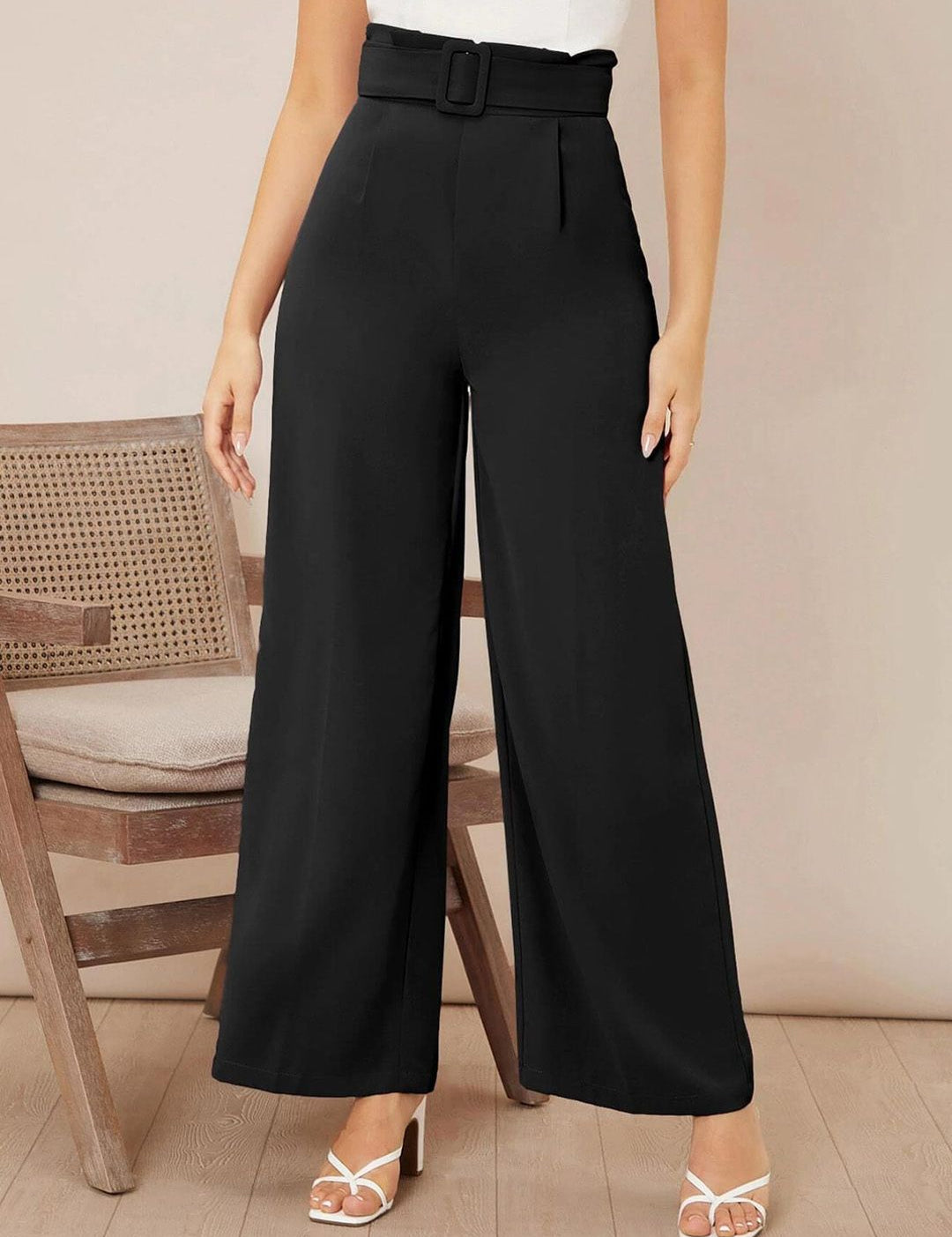 CURVE BY KOTTY BIZwear Women Relaxed Straight Leg High-Rise Easy Wash Pleated Trouser