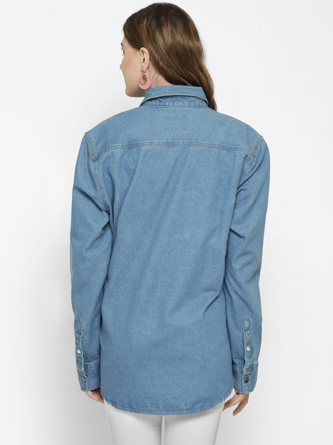 Kotty Women Blue Solid Denim Jacket