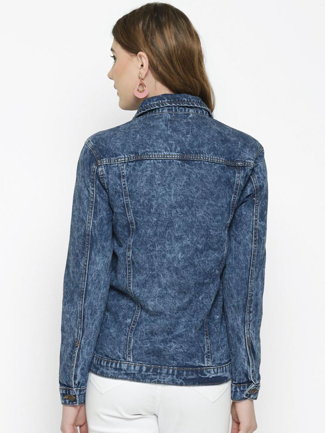 Kotty Women Blue Printed Denim Jacket