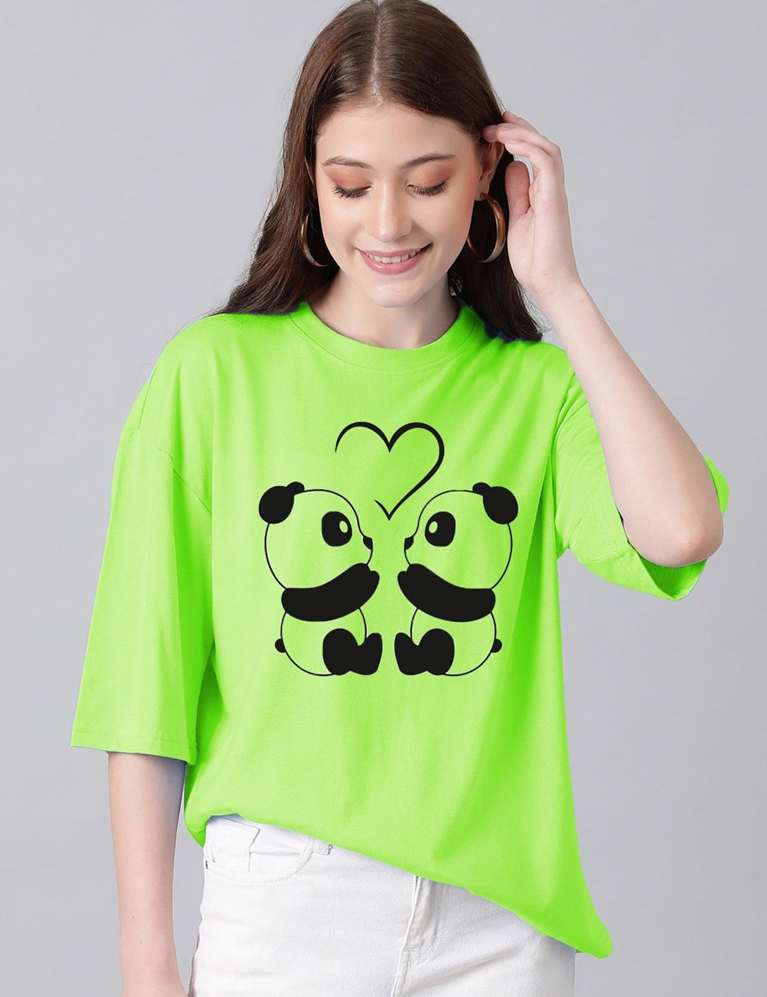 Kotty Graphic Printed Round Neck Drop-Shoulder Sleeves Oversized Fit Cotton T-Shirt