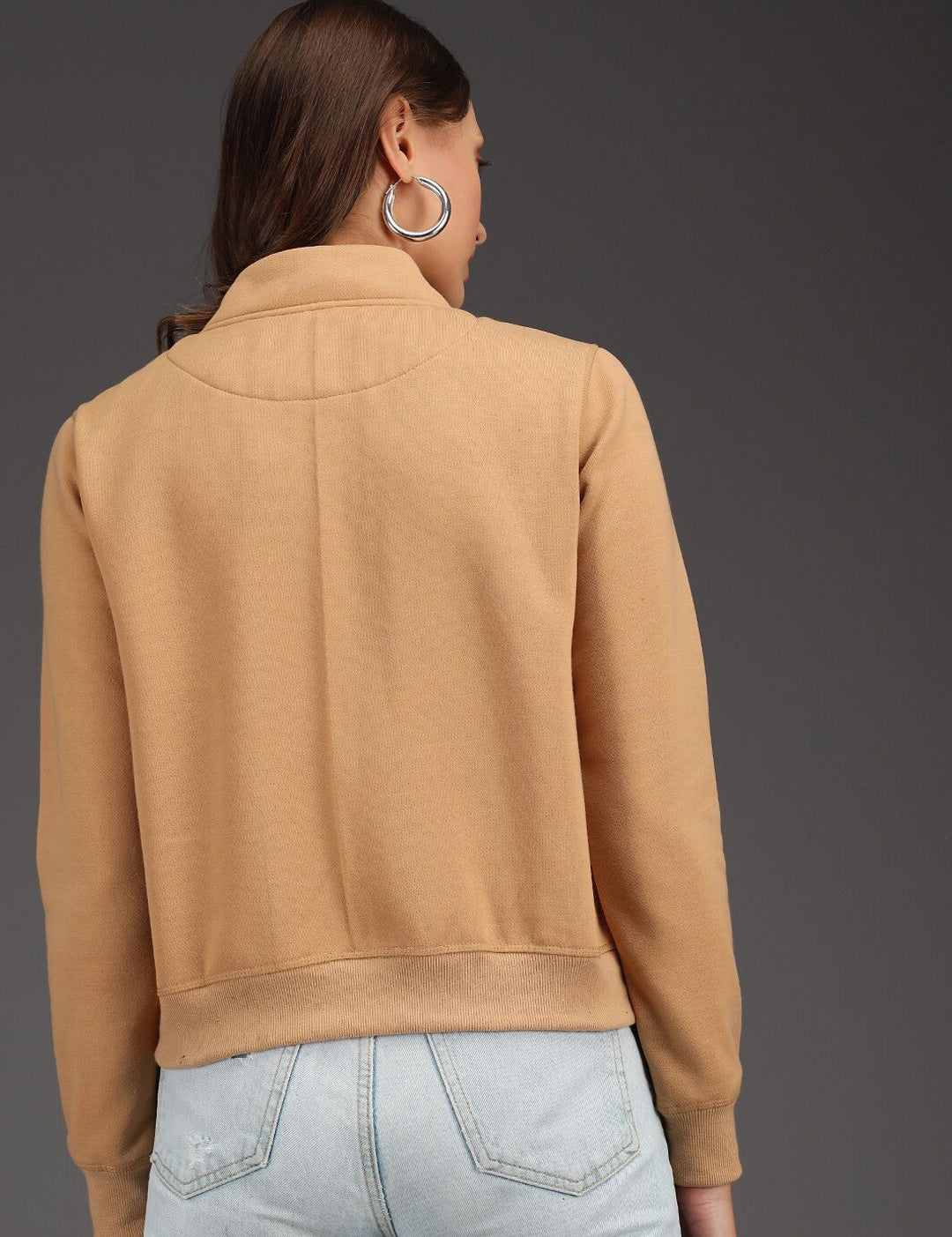 Kotty Women Beige Fleece Sweatshirt