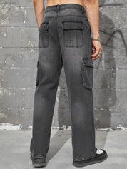 Kotty Men Jean Light Fade Low-Rise Stretchable Cargo Jeans