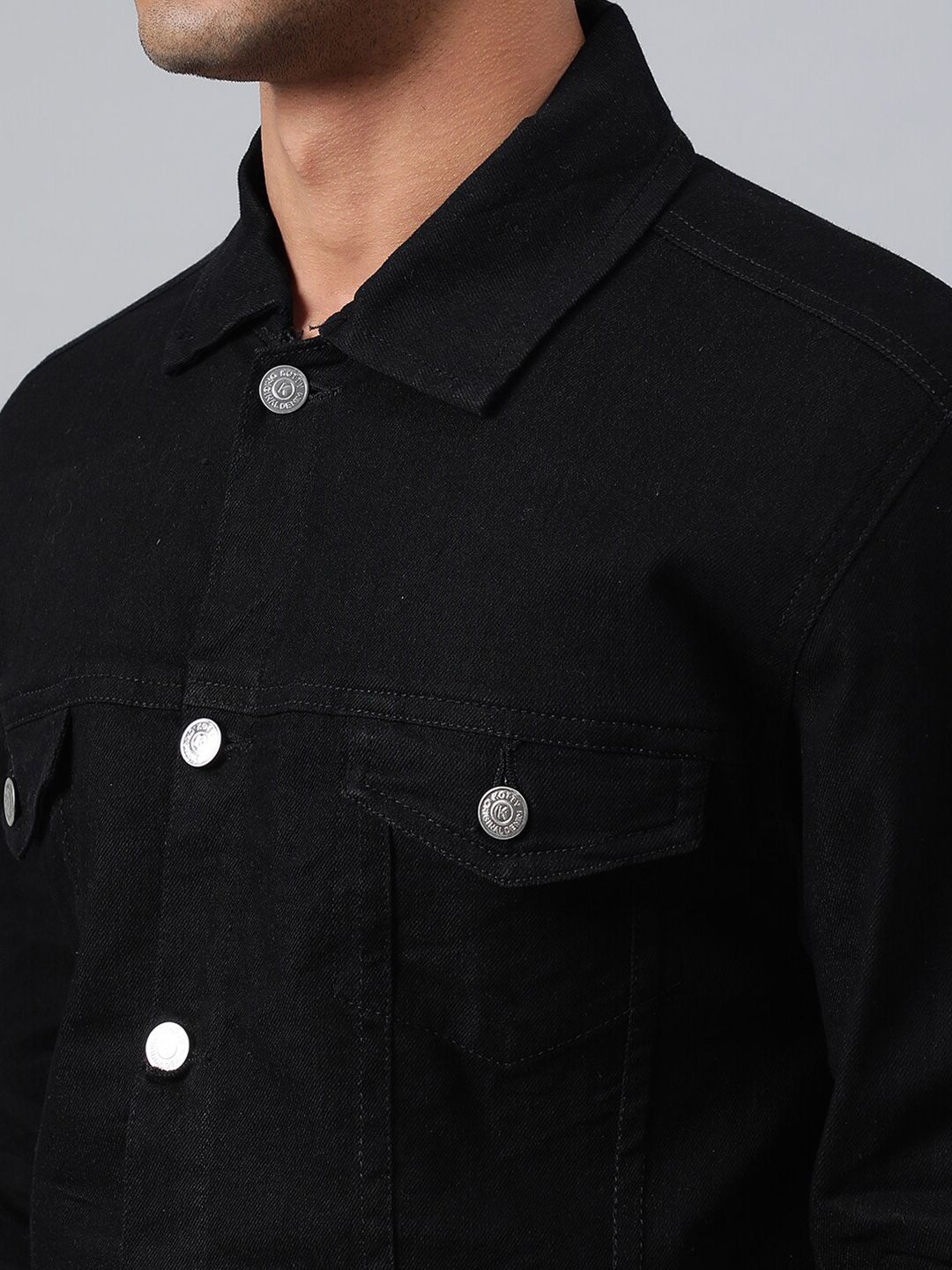 Kotty Black Spread Collar Denim Jacket