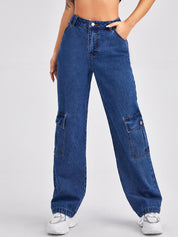 Kotty Women Blue Jean Straight Fit High-Rise Slash Knee Stretchable Jeans