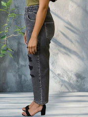 Kotty Women Straight Fit High-Rise Highly Distressed Light Fade Stretchable Jeans