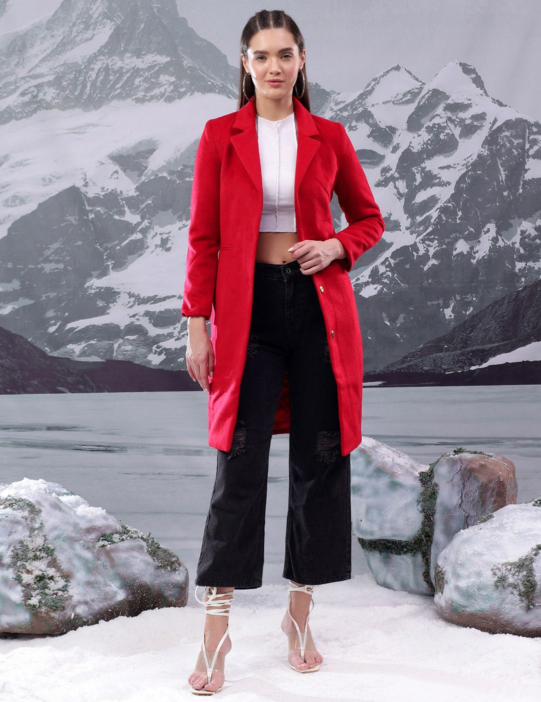 Kotty Women Notched Lapel Single-Breasted Overcoat