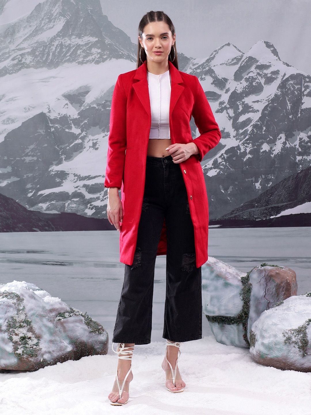 Kotty Women Notched Lapel Single-Breasted Overcoat