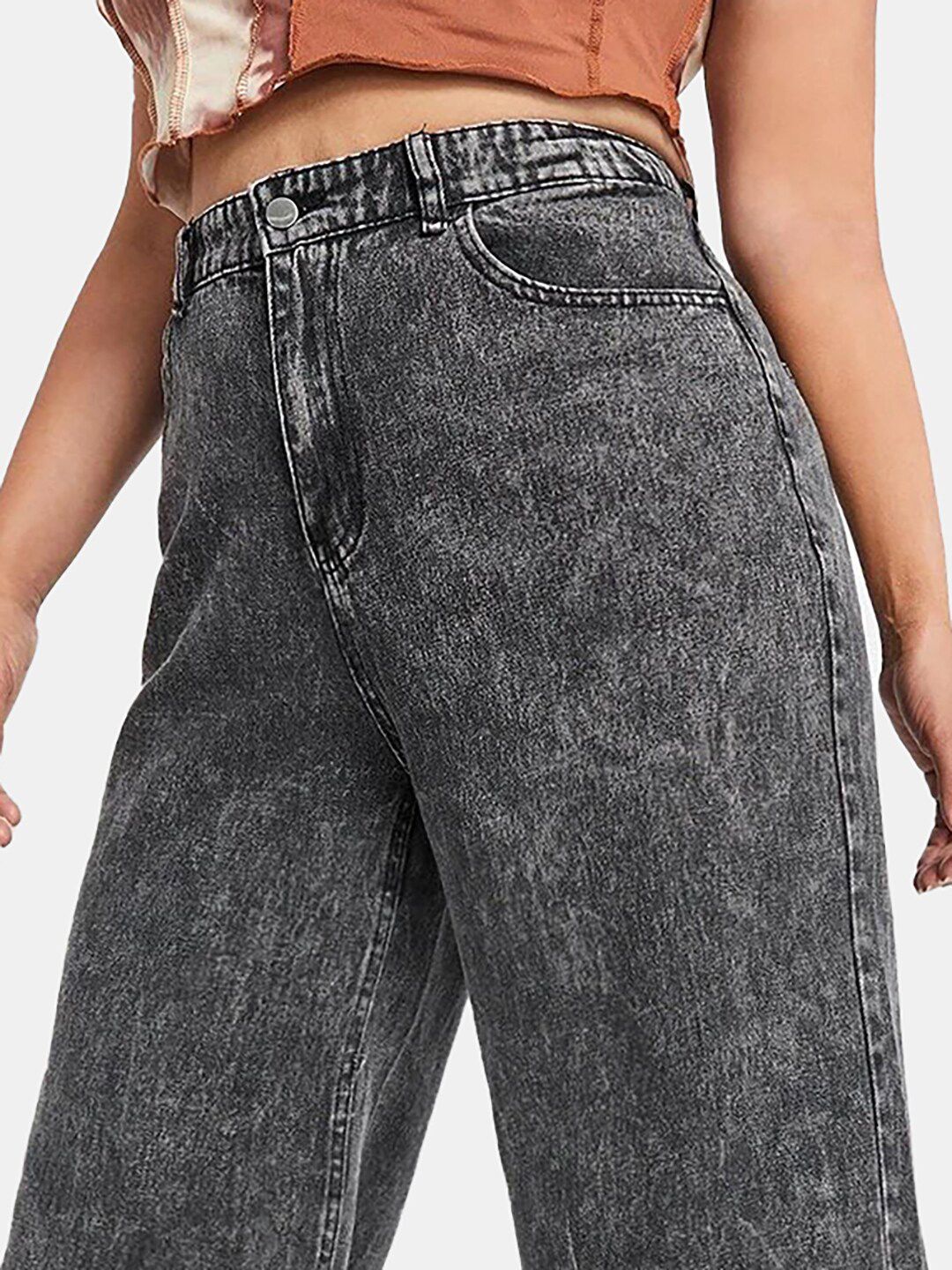 Kotty Women Jean Straight Fit High Rise Heavy Fade Stretchable Cotton Jeans