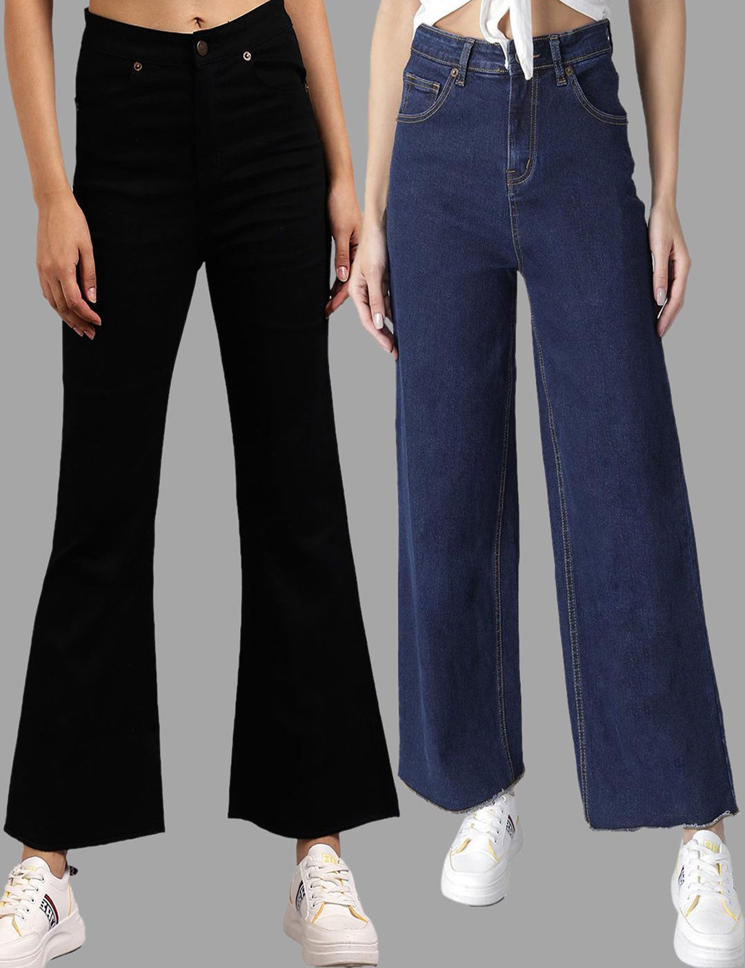 Kotty Women Pack Of 2 Jean Flared High-Rise Stretchable Jeans