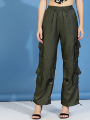 Kotty Women Relaxed High-Rise Easy Wash Cargos Trousers