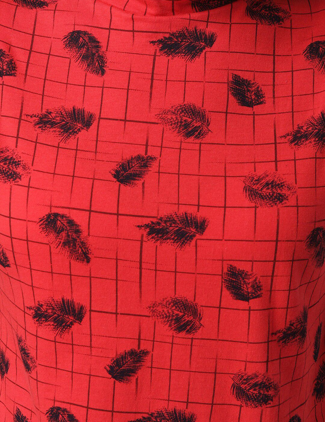 Kotty Women Red & Black Printed Night Suit