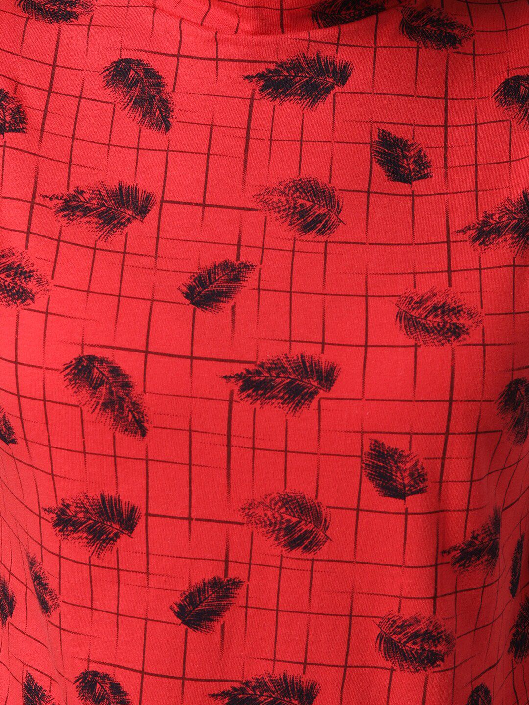 Kotty Women Red & Black Printed Night Suit