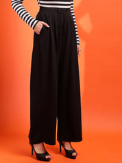 Stylecast X KOTTY BIZwear Women Relaxed Straight Leg Straight Fit High-Rise Easy Wash Trousers