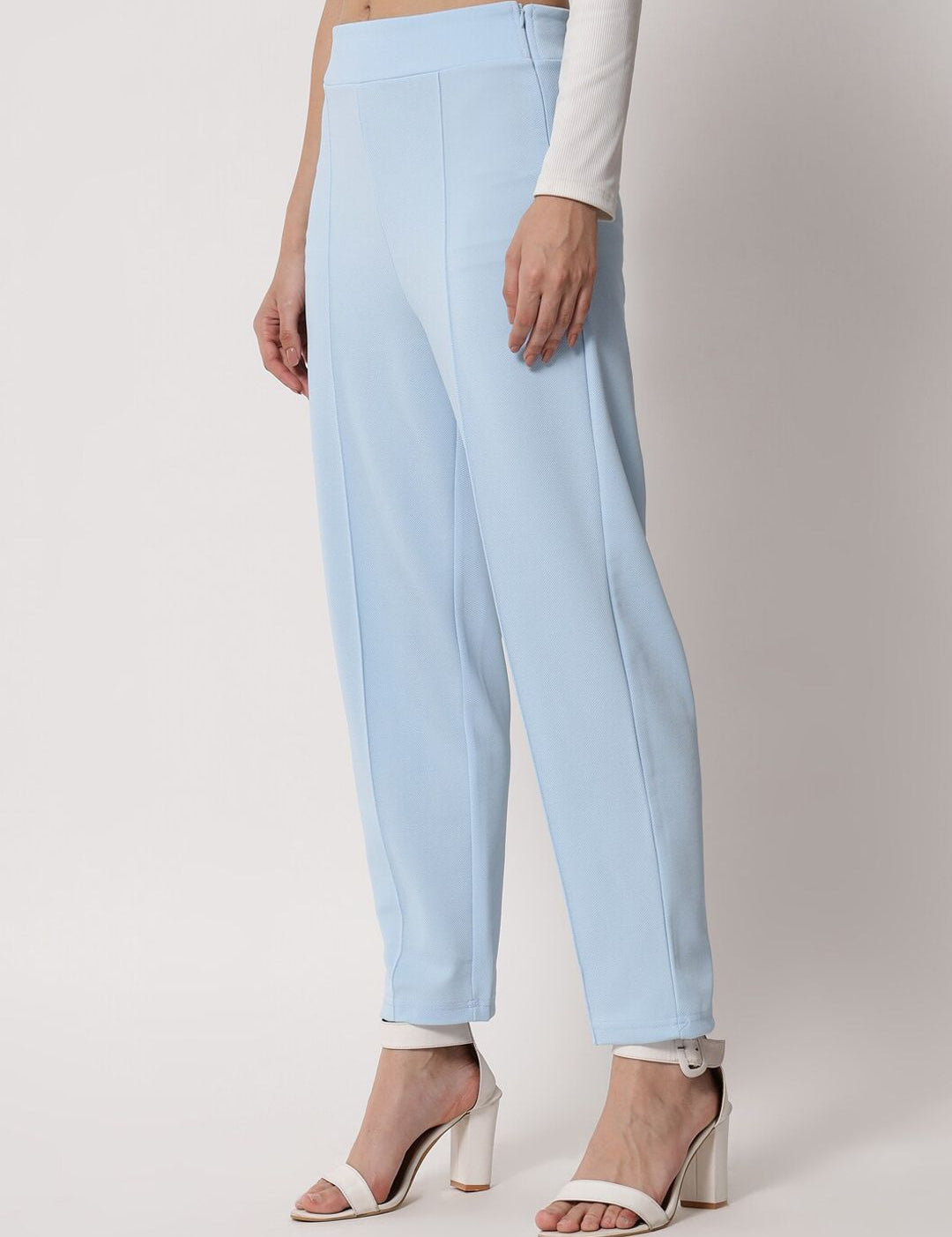 Kotty Women Blue Relaxed Straight Fit Easy Wash Trousers