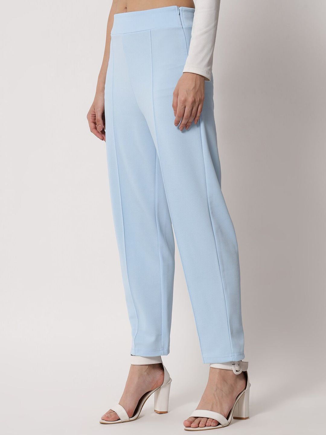 Kotty Women Blue Relaxed Straight Fit Easy Wash Trousers