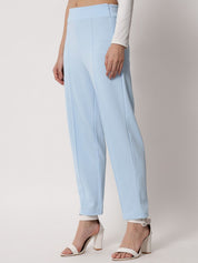 Kotty Women Blue Relaxed Straight Fit Easy Wash Trousers