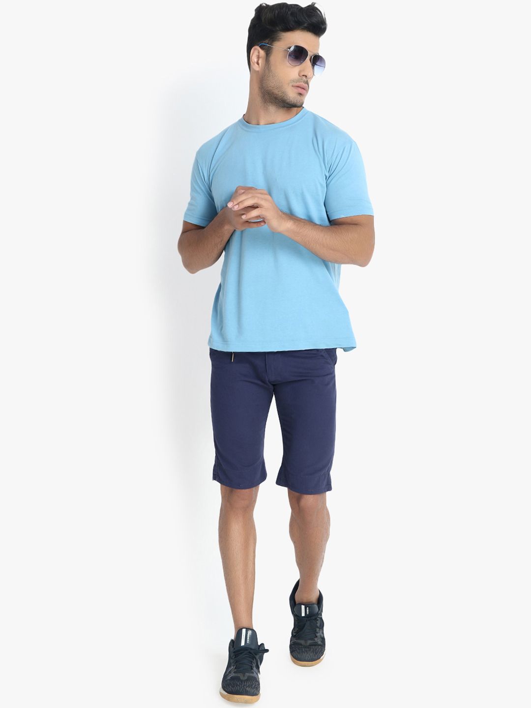 Kotty Men Blue Solid Regular Fit Regular Shorts