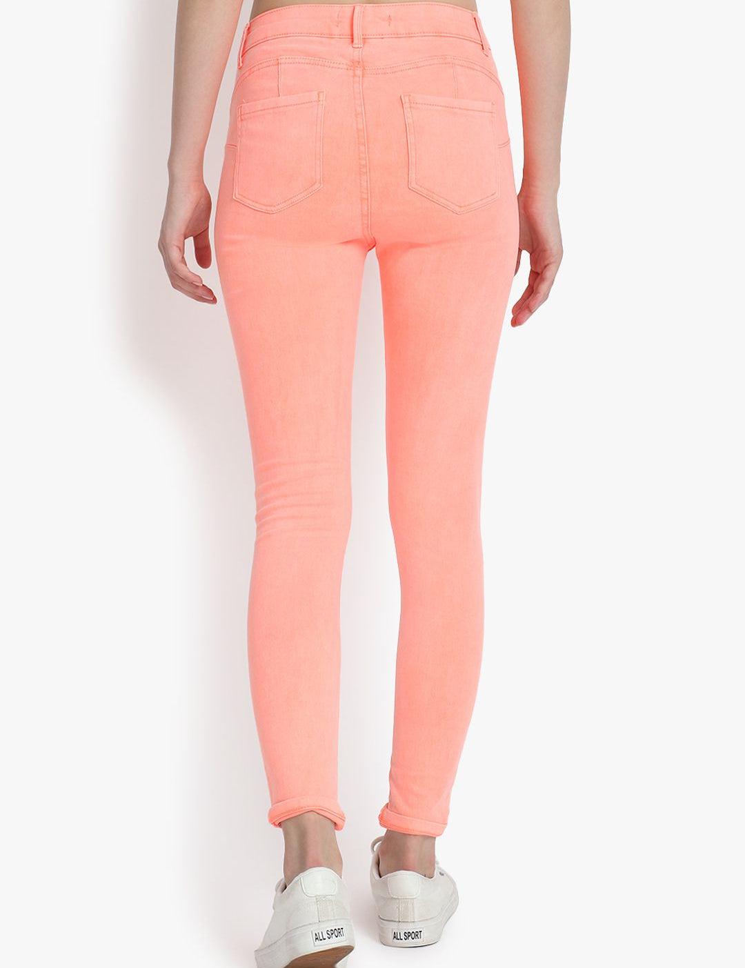 Kotty Women Orange Skinny Fit High-Rise Clean Look Cropped Jeans