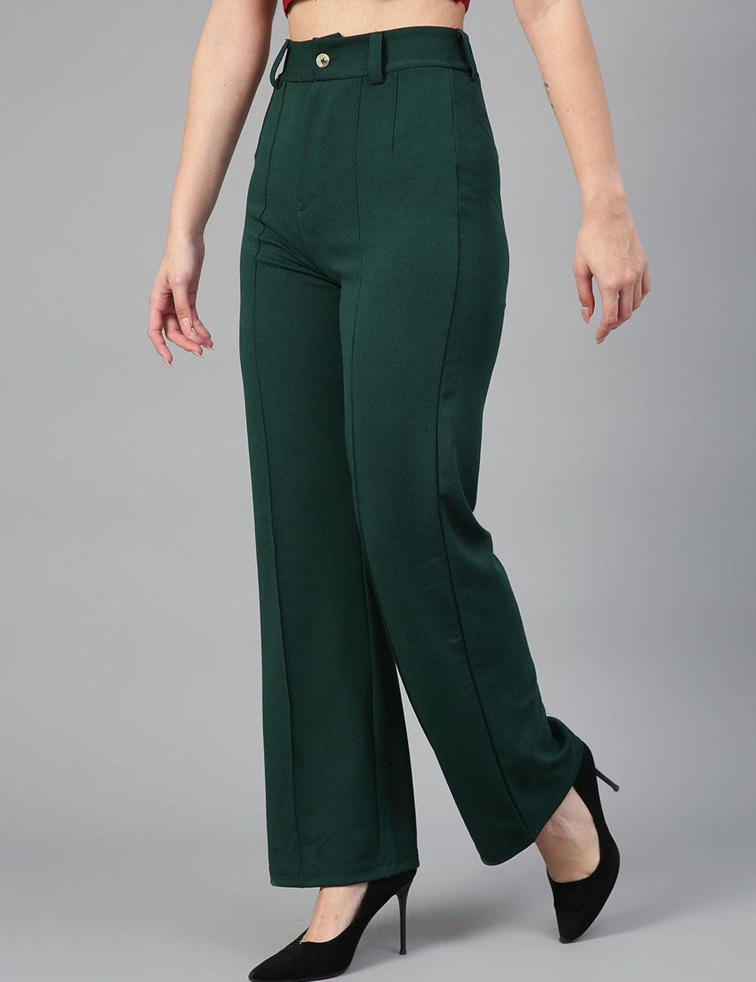 KOTTY BIZwear Women Pack Of 2 Straight Fit High-Rise Easy Wash Pleated Parallel Trousers